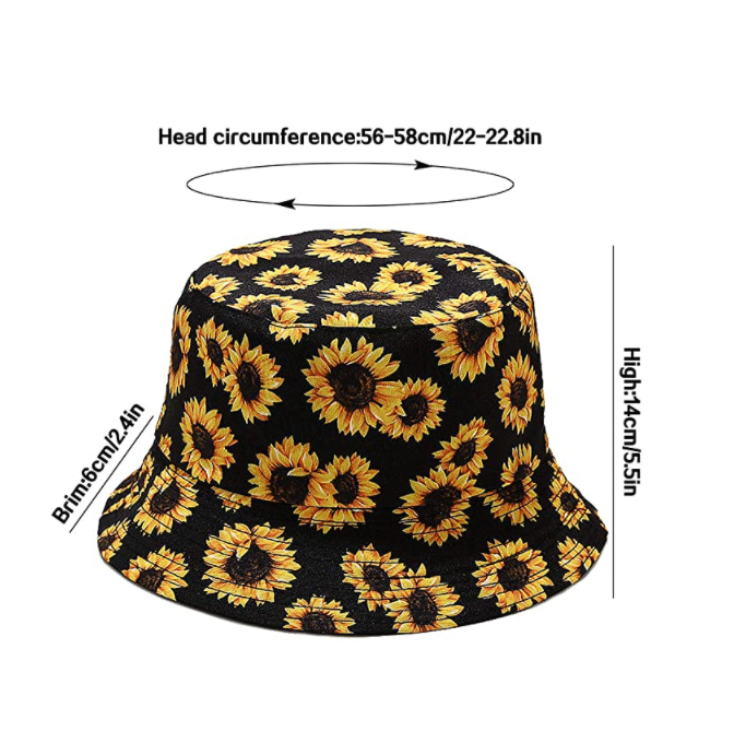 Sunflower Print Reversible Fisherman Bucket Hat