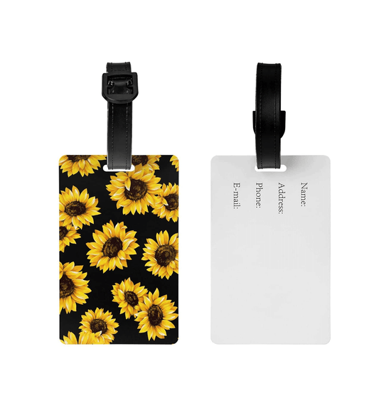 Sunflower Print Luggage Tag Label