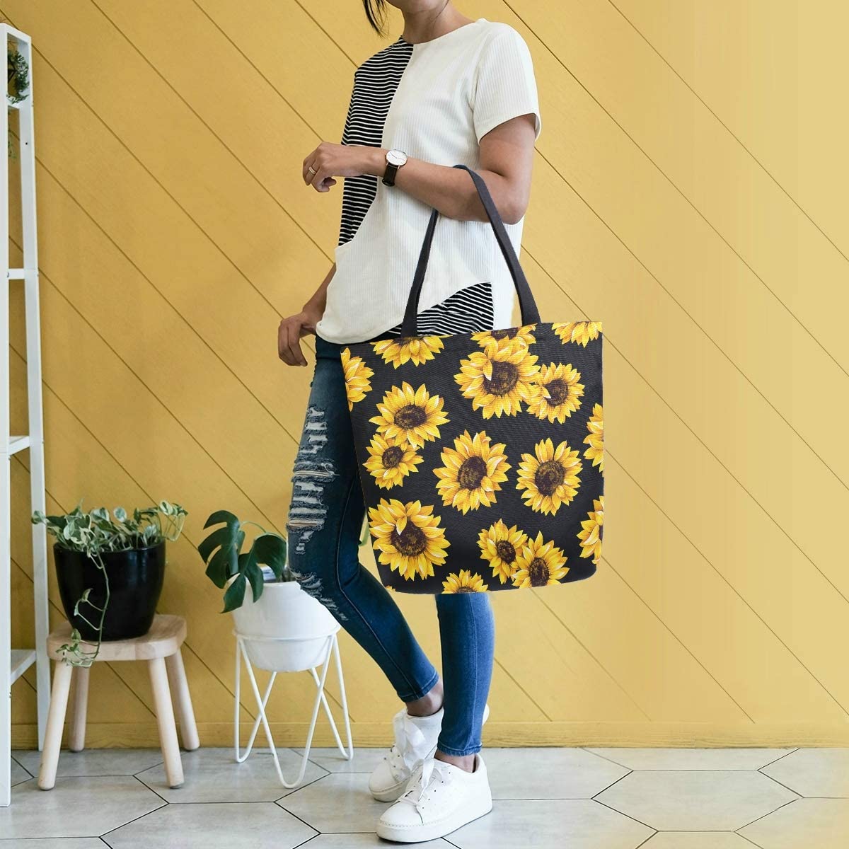 Sunflower Print Tote Bag