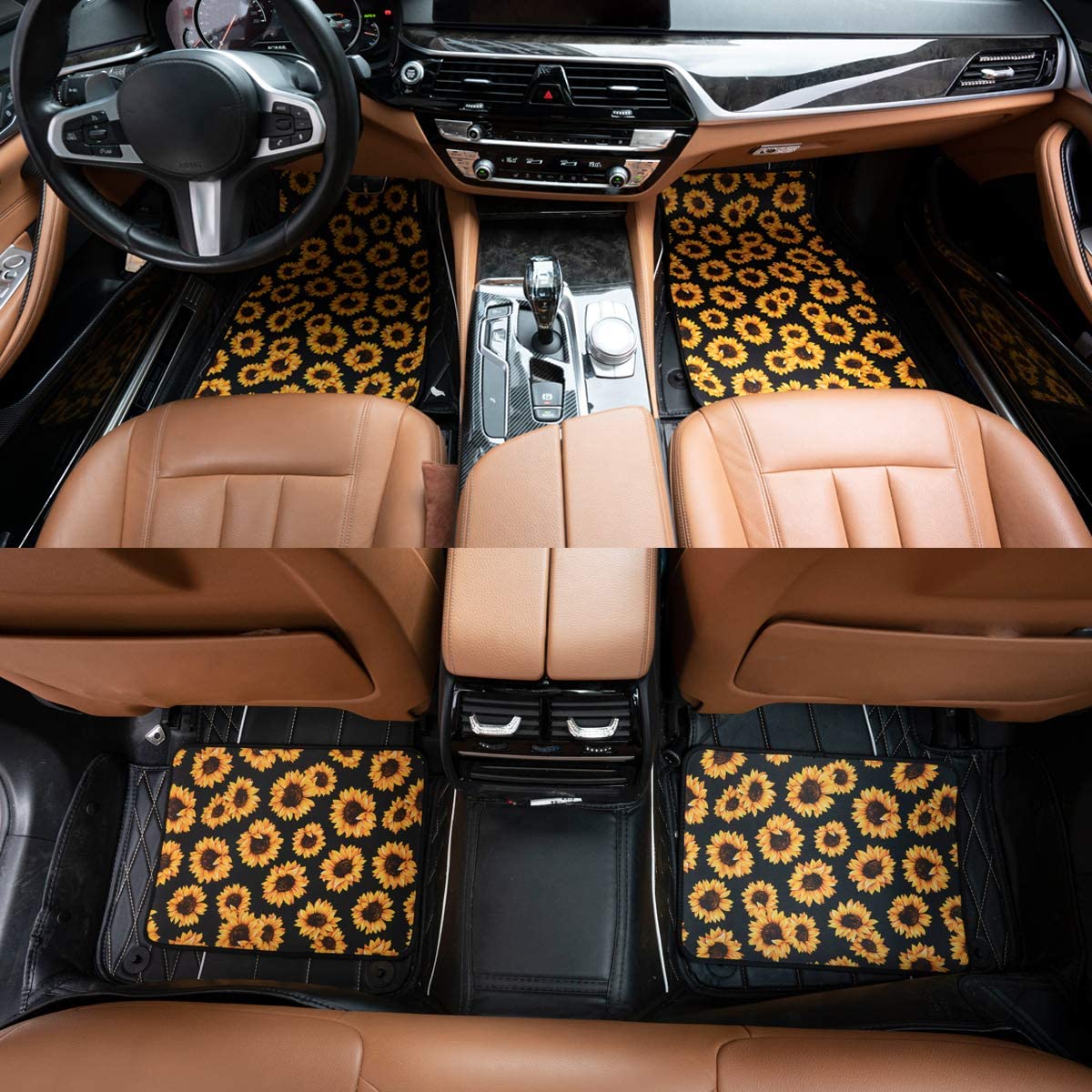 Sunflower Print Car Floor Mats (4 Pack)