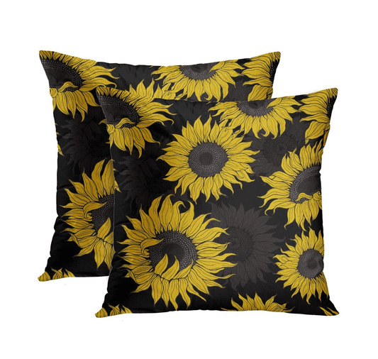 Sunflower Print Throw Pillowcase Covers (2 Pack)