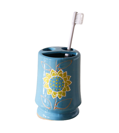 Sunflower Print Toothbrush Holder