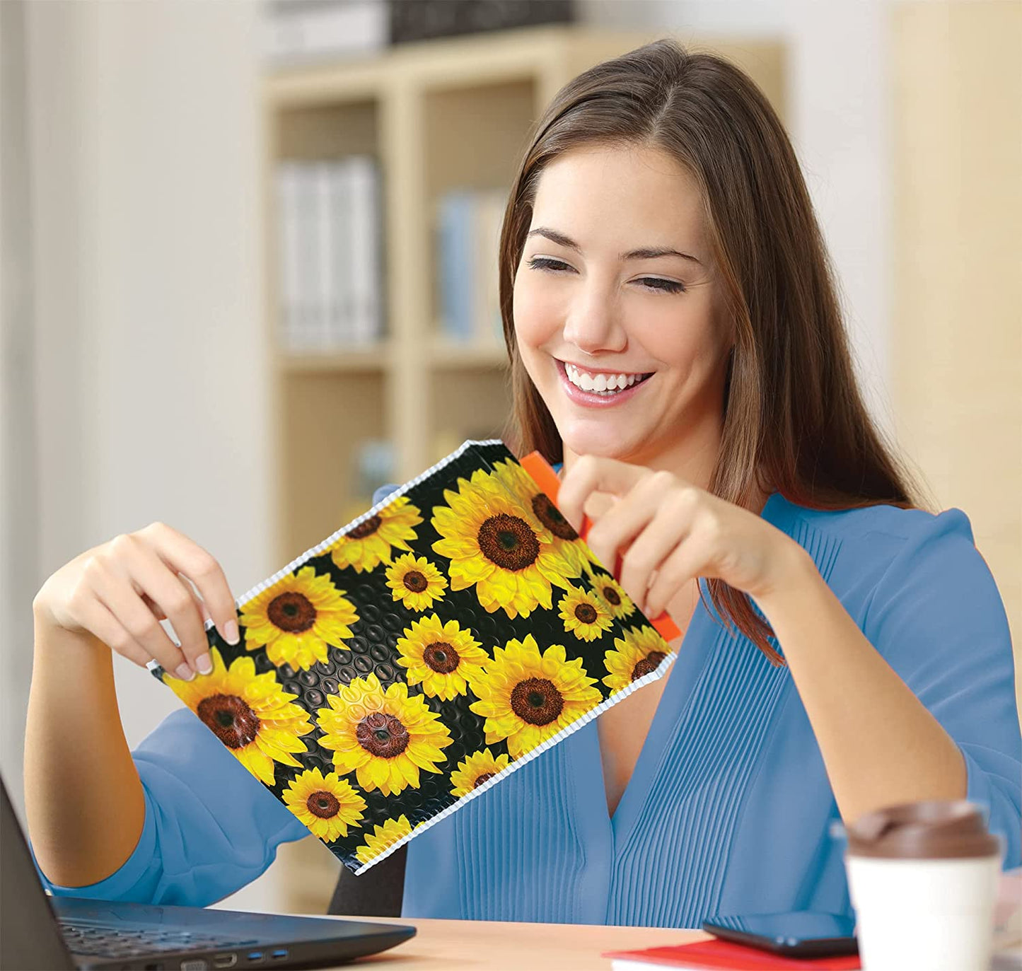 Sunflower Print Bubble Mailers (6x9" in, 50 ct)