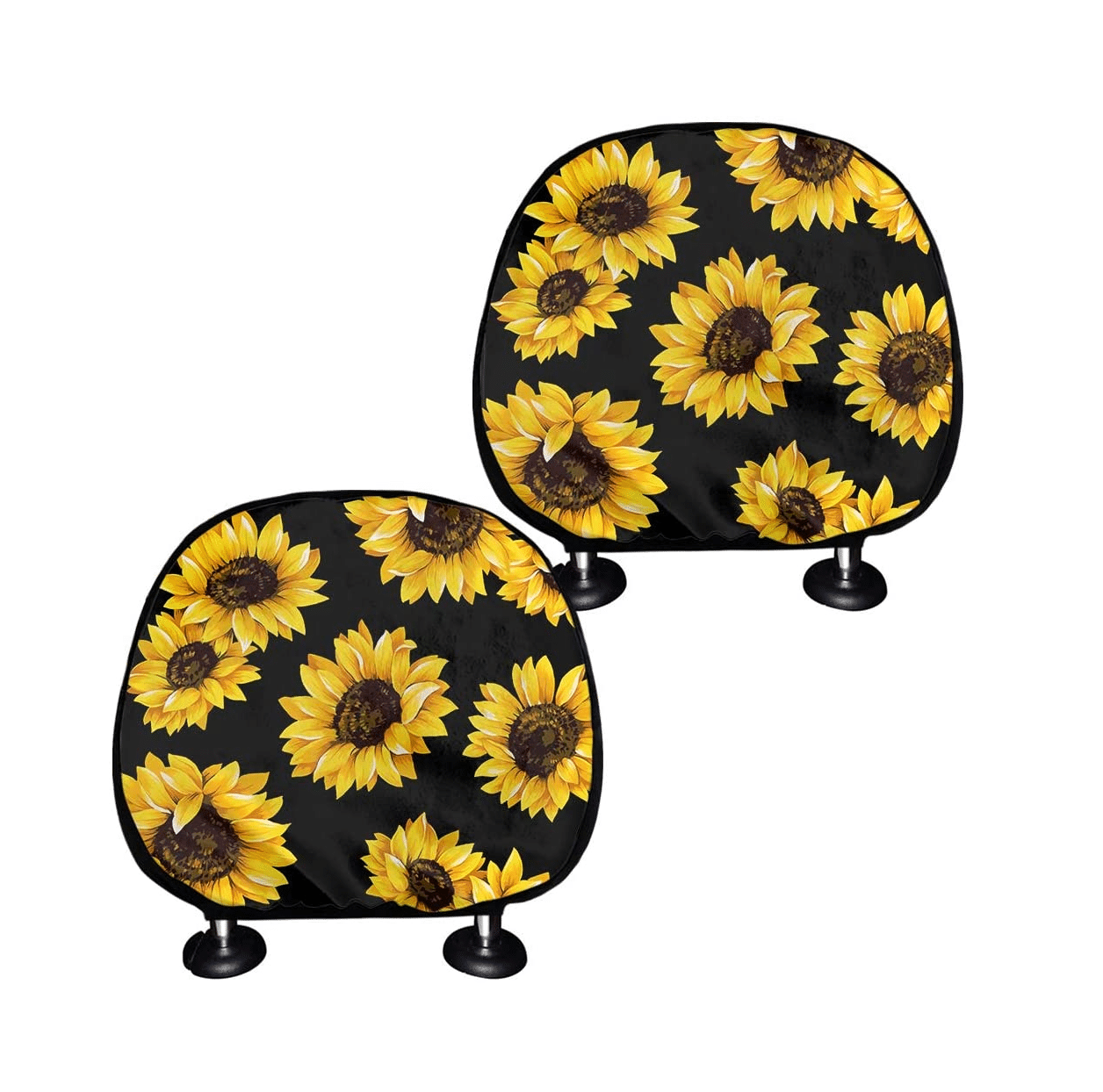 Sunflower Print Car Headrest Covers (2 Pack)