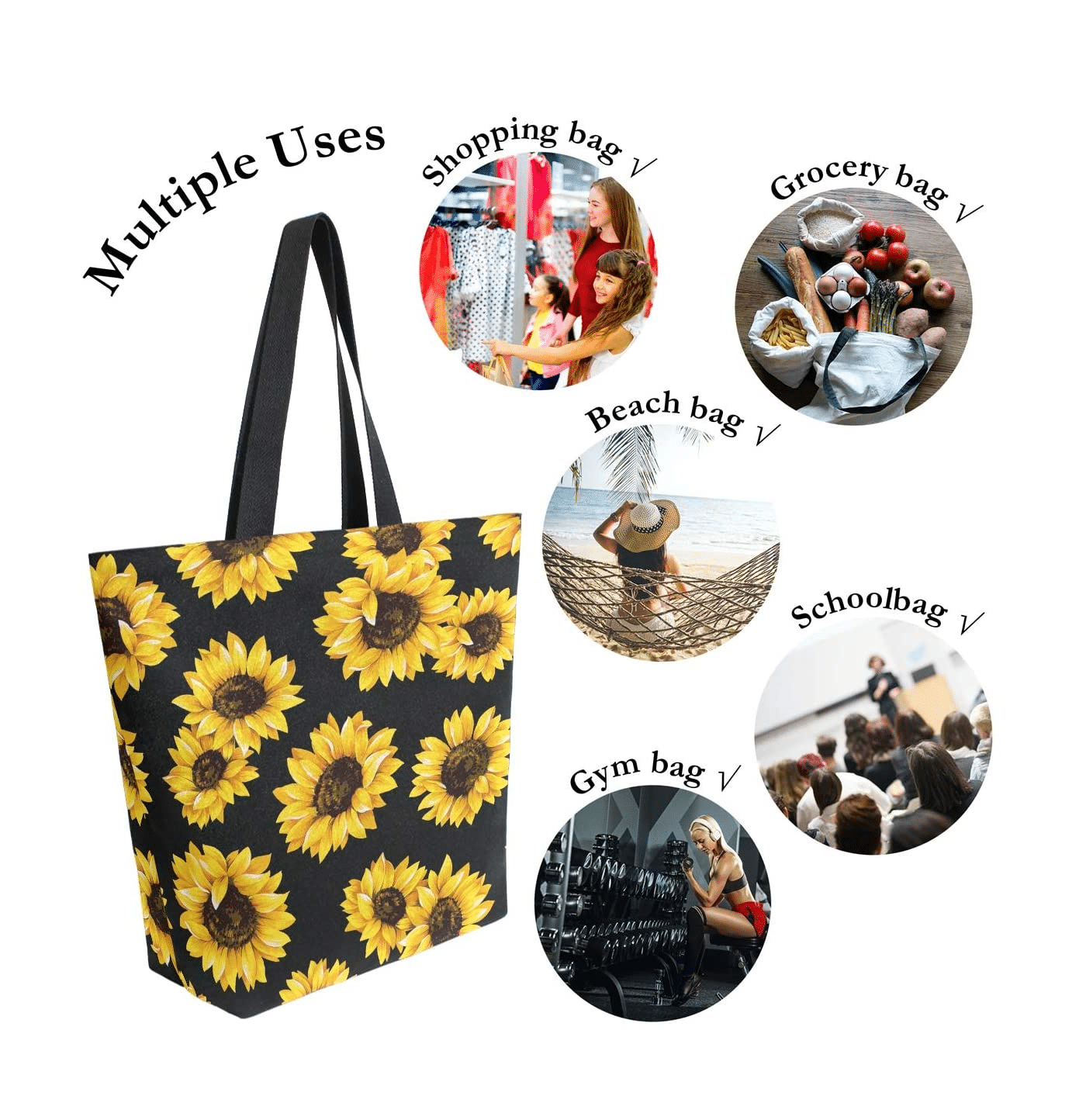 Sunflower Print Tote Bag