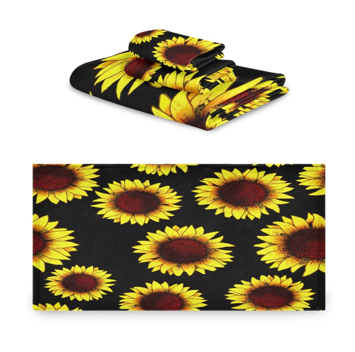 Sunflower Print Bath Towels (3 ct)