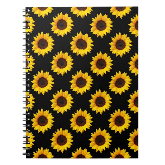 Sunflower Print Spiral Notebook