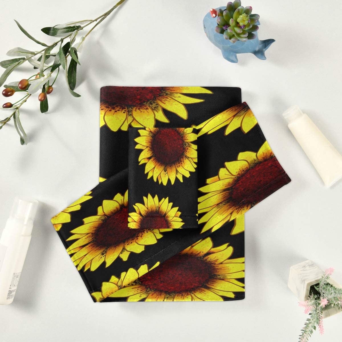 Sunflower Print Bath Towels (3 ct)