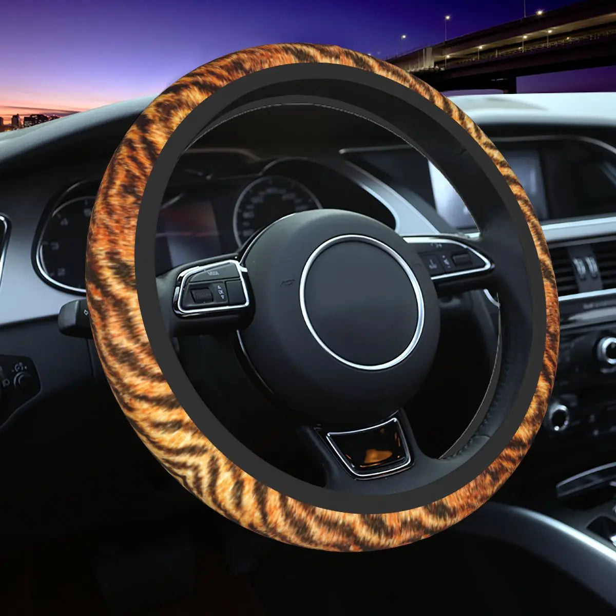 Tiger Print Car Steering Wheel Cover