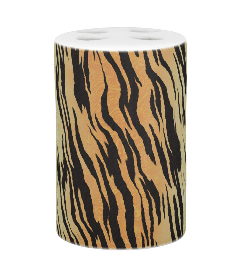 Tiger Print Toothbrush Holder