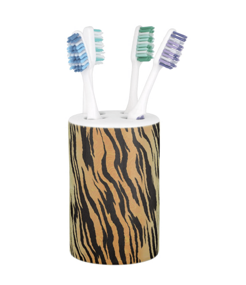 Tiger Print Toothbrush Holder