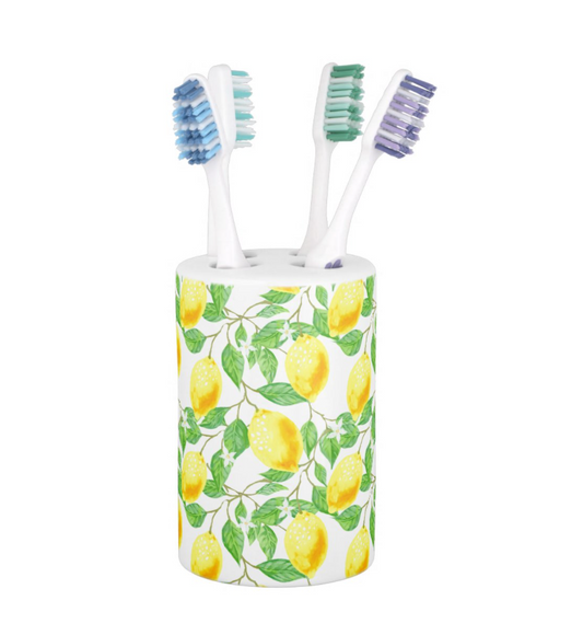 Lemon Print Toothbrush Holder