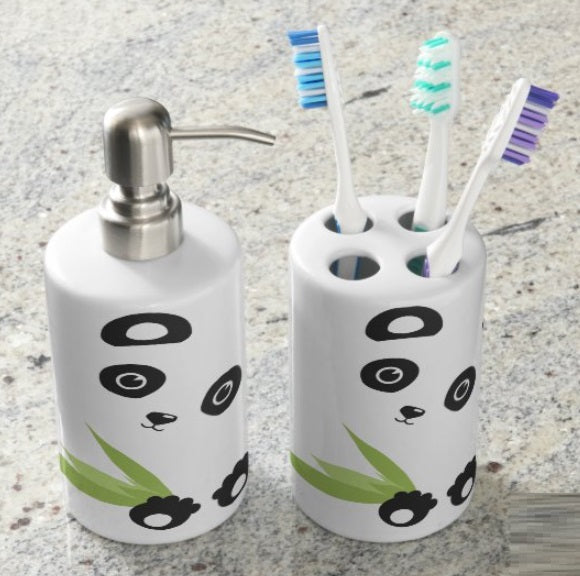 Panda Print Toothbrush Holder