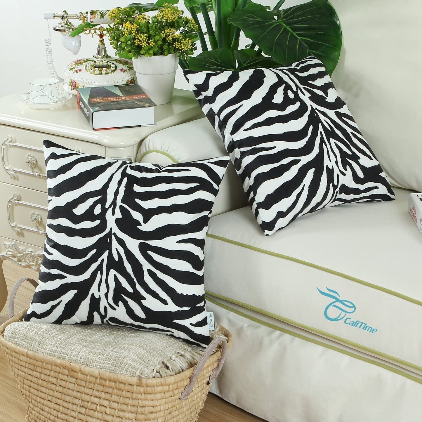 Zebra Print Throw Pillowcase Covers (2 Pack)